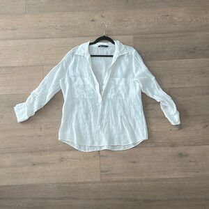 Zara white double pocket top